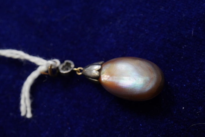 A Victorian blister pearl and diamond pendant, late 19th century